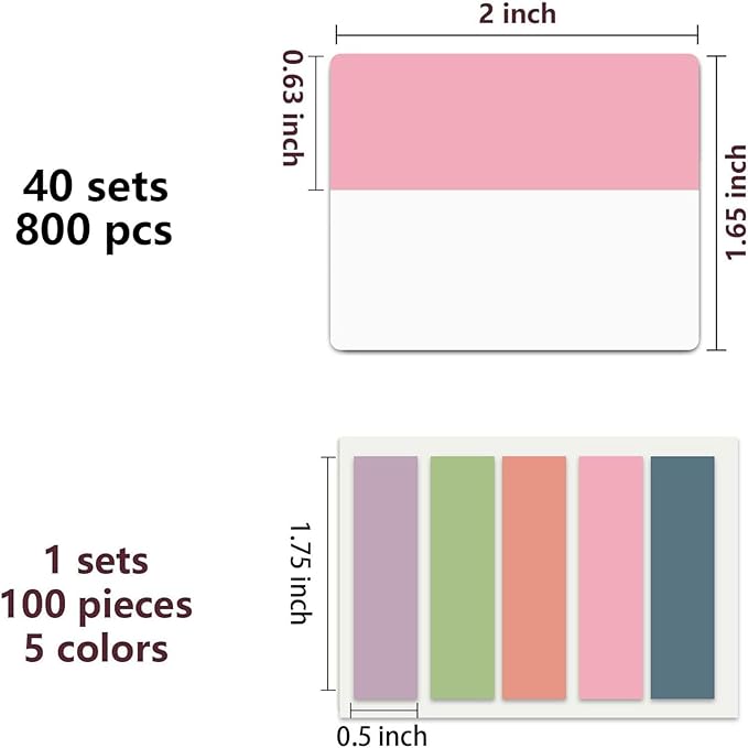 ELII 900 PCS Book Tabs 2 Inch Sticky Index Tabs, Colored Page Markers - Image 3