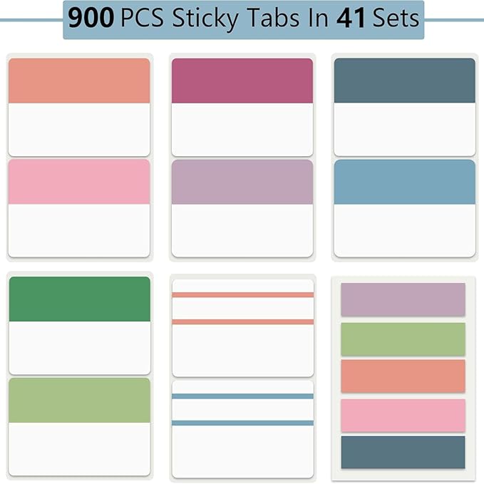 ELII 900 PCS Book Tabs 2 Inch Sticky Index Tabs, Colored Page Markers - Image 2