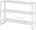 HCHQHS Bookshelf, 3-Tier Industrial Bookcase, Freestanding Horizontal