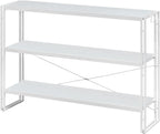 HCHQHS Bookshelf, 3-Tier Industrial Bookcase, Freestanding Horizontal