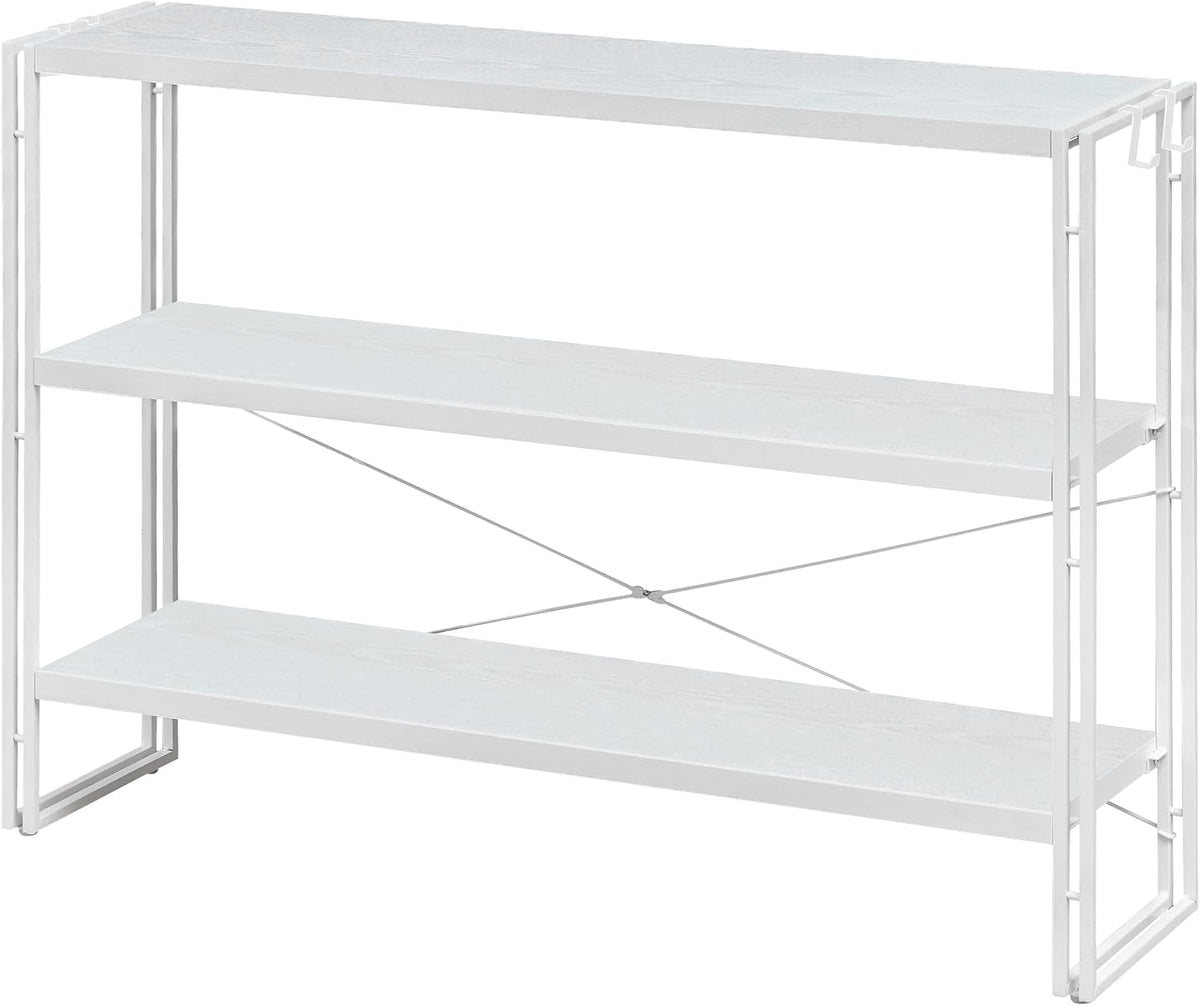 HCHQHS Bookshelf, 3-Tier Industrial Bookcase, Freestanding Horizontal