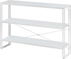 HCHQHS Bookshelf, 3-Tier Industrial Bookcase, Freestanding Horizontal by HCHQHS