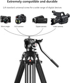 PULUZ 67"/170cm Video Tripod, Heavy Duty Aluminum Alloy Camera Tripod Stand - Image 8