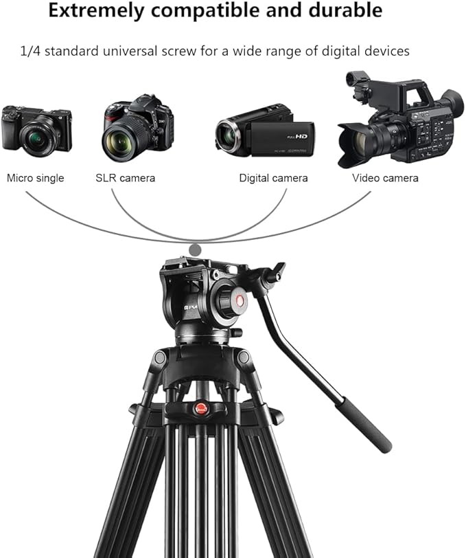 PULUZ 67"/170cm Video Tripod, Heavy Duty Aluminum Alloy Camera Tripod Stand - Image 8