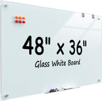 MaxGear Glass Whiteboard Wall Mounted, Frameless Magnetic Dry Erase Board