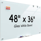 MaxGear Glass Whiteboard Wall Mounted, Frameless Magnetic Dry Erase Board by MaxGear