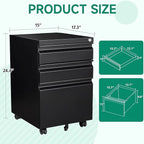 Letaya 3 Drawer Mobile File Cabinet - Image 3