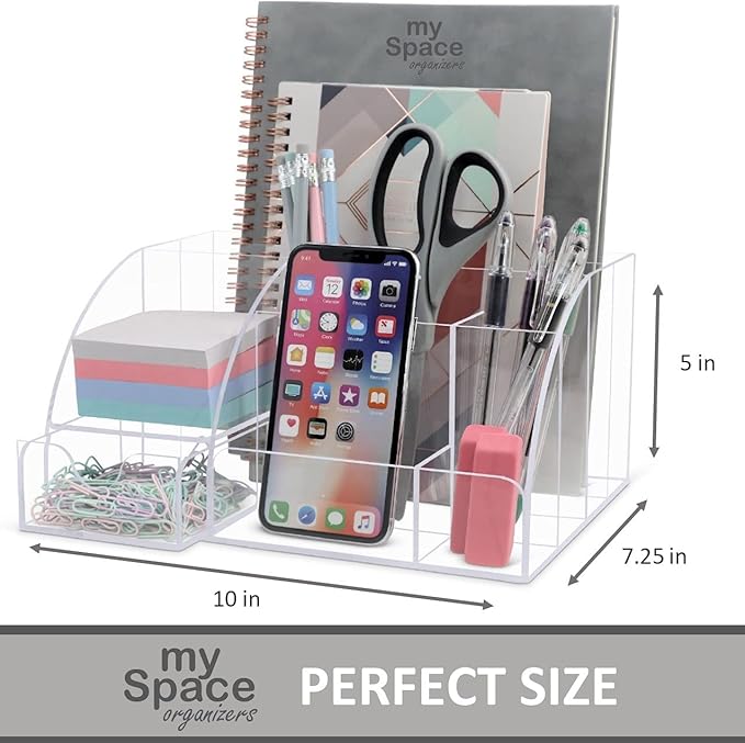 My Space Organizers Clear Acrylic Desk Oganizer, 9 Compartments, Office - Image 6