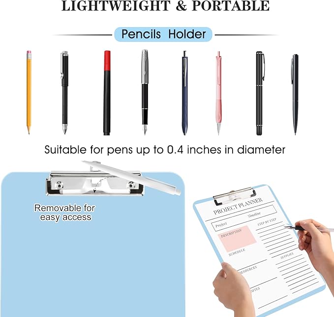 TFDLCG zm Clipboard with Pen Holder, Standard Letter Size A4, Thickened Clip - Image 2