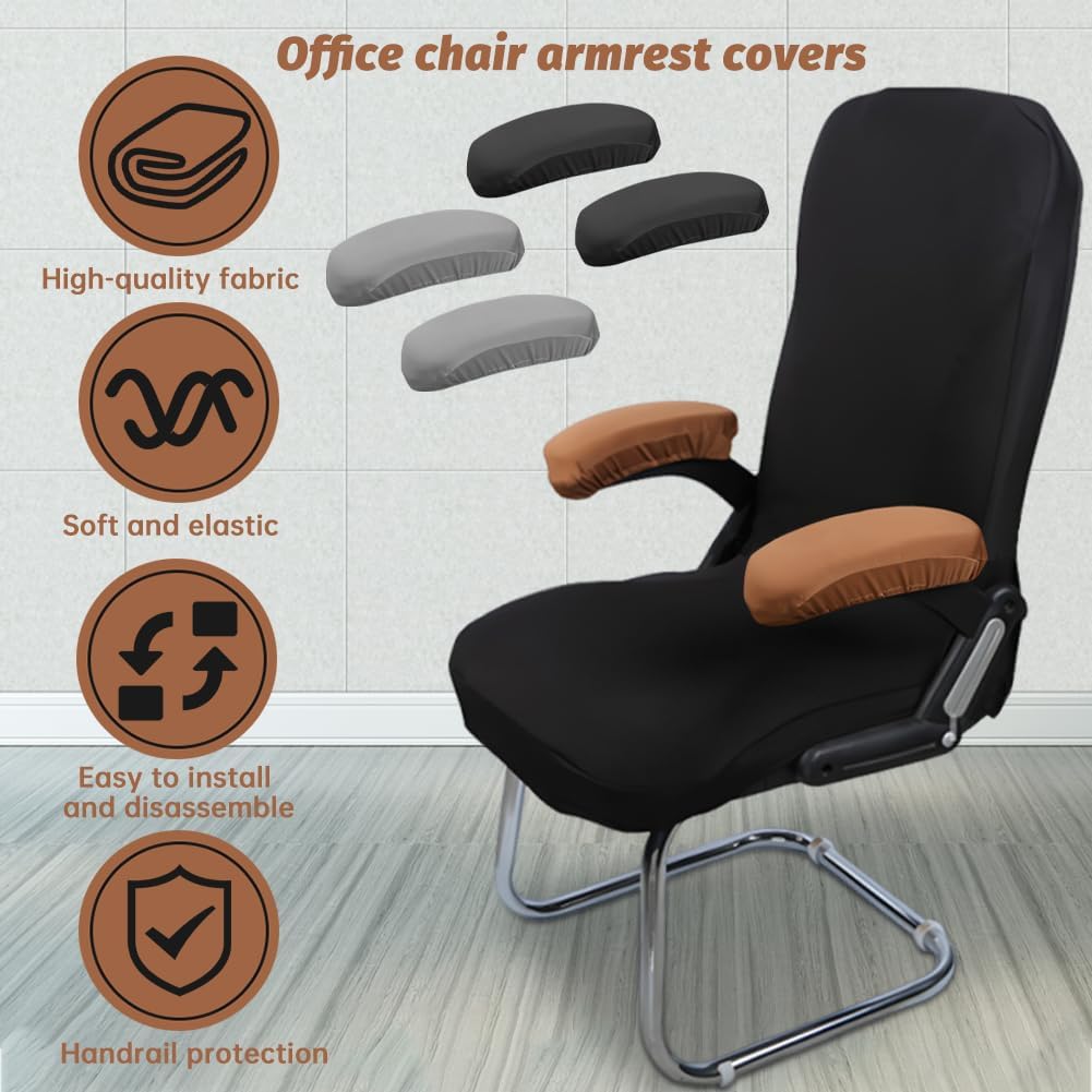 Kakalote Office Chair Armrest Covers, 1pair Stretchable Stretch Computer Chair Slipcover Desk Chairs Arm Cover for Office, Desk, Gaming Chairs (Grey-No Sponge pad)