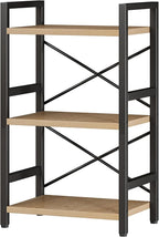Homeiju Bookshelf, 3 Tier Industrial Bookcase, Metal Small Bookcase, Rustic - Image 9