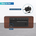 peakeep wooden digital alarm clock large display, textured on a desk or shelf