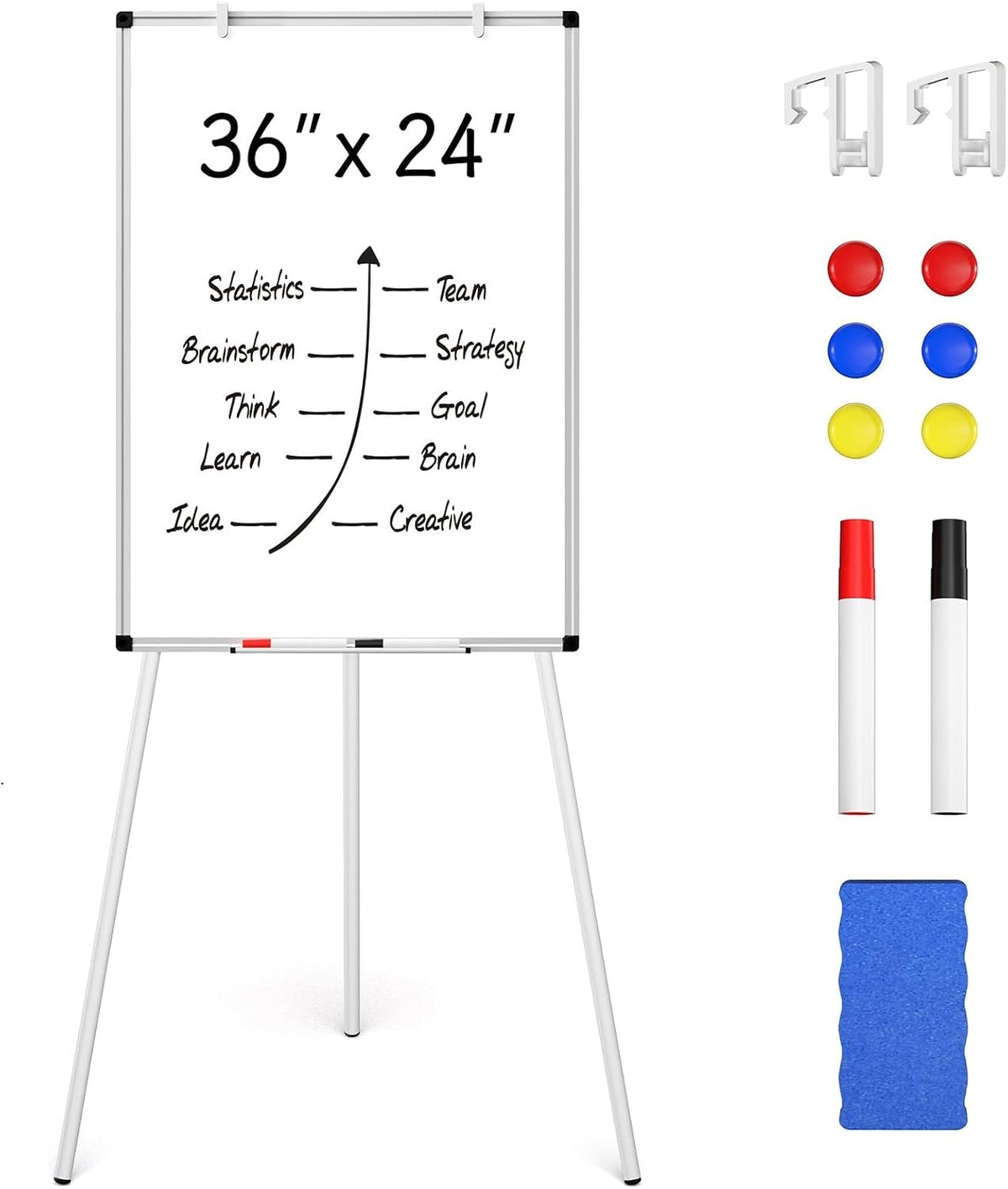 Magnetic Whiteboard Easel Stand, Dry Erase 36 x 24 White Board with Stand