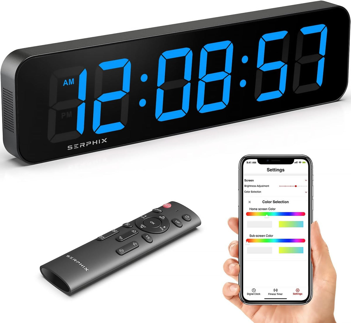 15.2" digital wall clock with app & remote, main product view