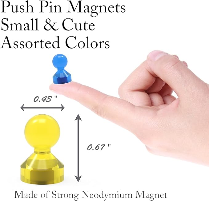 48Pack Colorful Push Pin Magnets 6 Assorted Color Office Magnets - Image 2