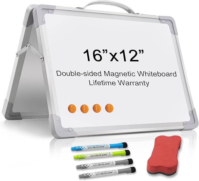 Small Dry Erase White Board 16"X12" Double-Sided Magnetic Portable White Board by Unknown