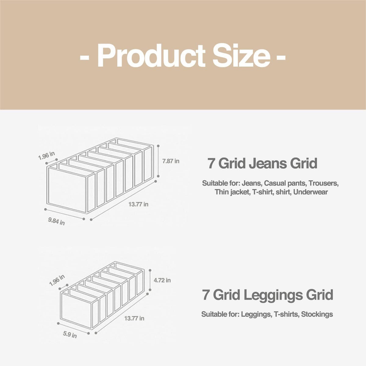 Wardrobe Clothes Organizer, 7 Grids Washable Portable Closet Organizer Mesh S...