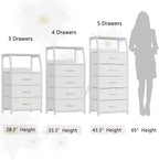 Furnulem White Nightstand with 3 Drawers and 2-Tier Shelf, Small Night Stand - Image 7