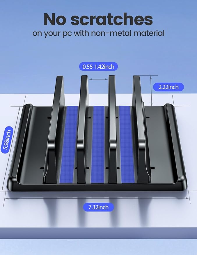 Vaydeer 3-Slot Vertical Laptop Stand Organizer, Laptop Storage Holder Made of - Image 4