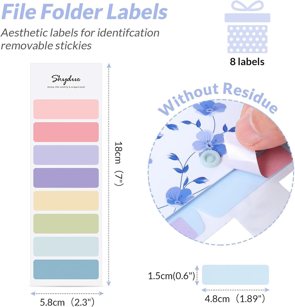 SKYDUE Expanding File Folder with 5 Pockets, Floral Accordion File Organizer for Important Document, Portable Receipt Paper Organizer, School Office Supplies,Blue