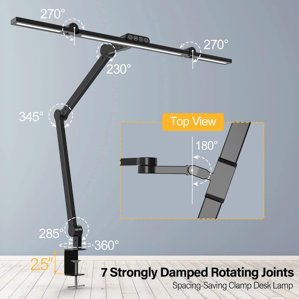 micomlan led desk lamp with clamp, architect desk, close-up detail