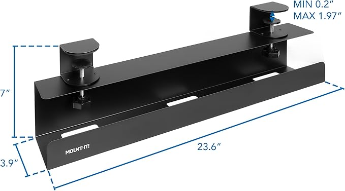 Mount-It! Under Desk Cable Management Tray – Clamp-On No-Drill Metal Cable - Image 5