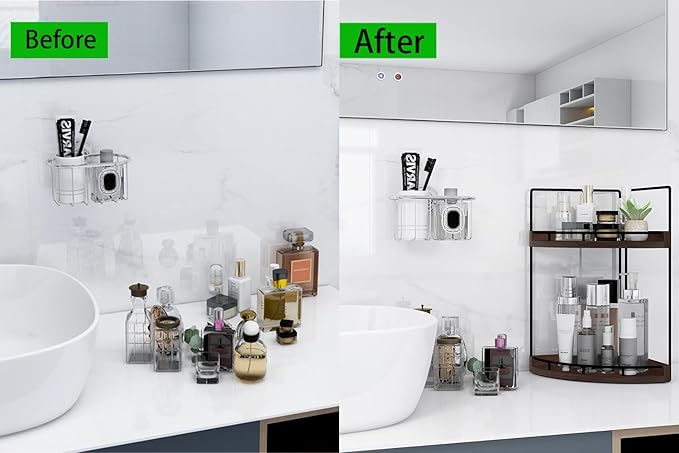 Dorhors 2-Tier Bathroom Counter Organizer, Vanity Counter Corner Shelf - Image 4