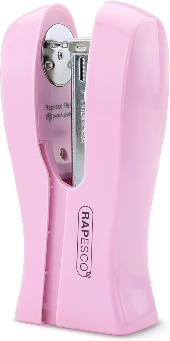 Rapesco 1378 Stand Up/Space-Saving Stapler, 20 Sheet Capacity, Candy Pink by Rapesco