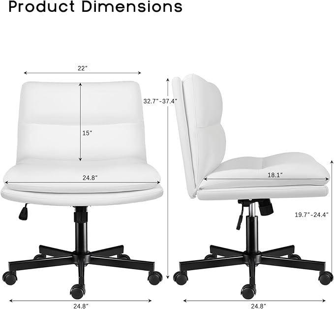 PUKAMI Criss Cross Chair with Wheels, Armless Cross Legged Office Desk Chair - Image 2