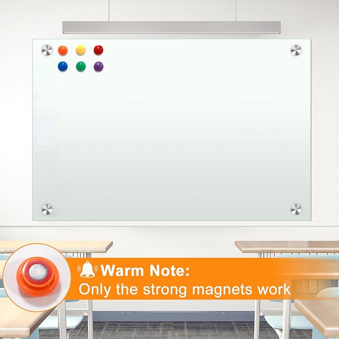 H-Qprobd Dry Erase White Board for Wall 72"x40" Magnetic Glass Frameless - Image 4