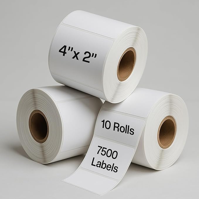 4" x 2" Direct Thermal Labels Roll, 10 Rolls, Compatible - Image 3