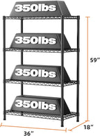 SINGAYE 4 Shelves Wire Storage Shelf 1400LBS Heavy Duty Storage Shelving Unit - Image 3