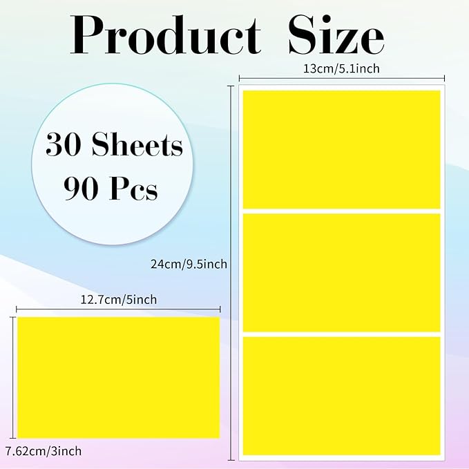 STARLIBOO Removable Colored Labels Stickers, 3X5 Inch Removable Large Label - Image 2