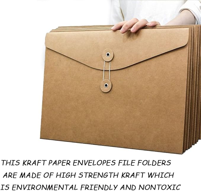 10pcs A4 Kraft Paper Envelopes Portfolio Foolscap File Folders Document Folder - Image 3