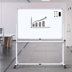 White Board on Wheels, 48 x 32 Inches Height-Adjustable Large Rolling Whiteboard - Image 7