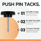 150 PCS Black Flat Push Pins for Wall Thumb Tacks for Walls Flat thumbtacks - Image 2