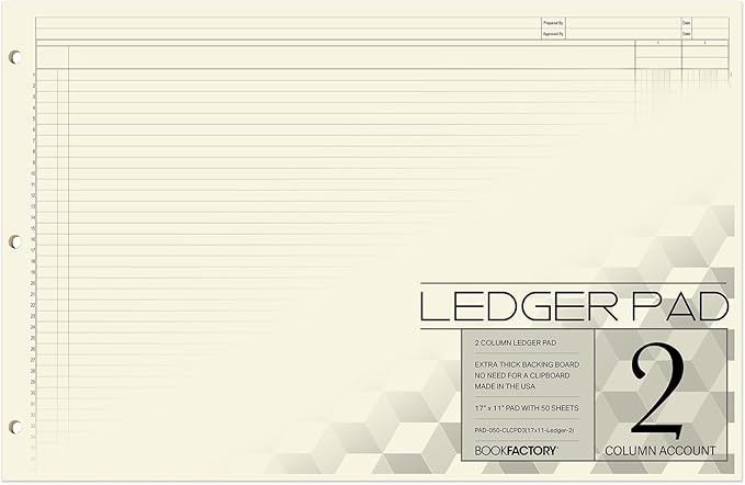 BookFactory Ledger Pad/Large 2 Column Accounting Ledger Columnar Pads by BookFactory