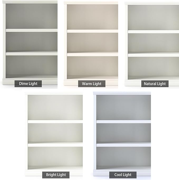 blini 3-Shelf Bookcase White Wooden Bookshelves 33in Wide Floor Standing - Image 9