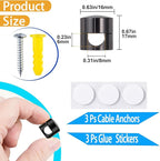 3 Sets Charger Cord Holder, Glossy Black Metal Adhesive Cable Management Clips - Image 2