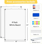 AMUSIGHT 4 Pack Double-Sided Magnetic Whiteboard, Aluminum Frame White Board - Image 4