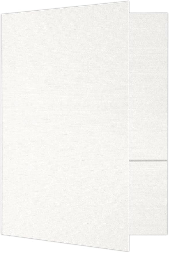 LUXPaper 9" x 12" Presentation Folders | Two Pocket | White Linen | 100lb. by LUXPaper