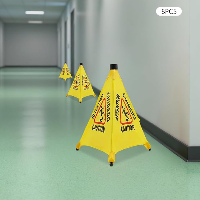 20 inch Wet Floor Sign 8 Pcs, Pop up Foldable Wet Safety Signs - Image 2