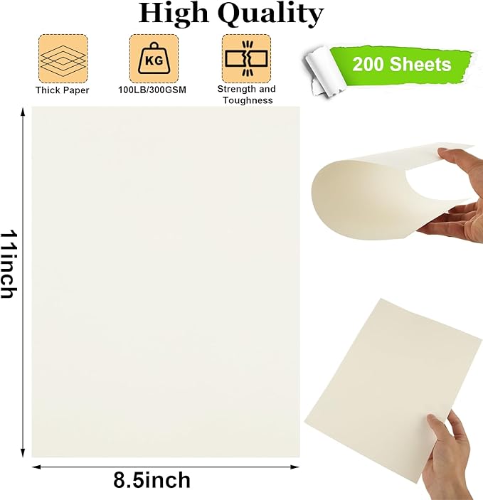 Acrux7 200 Sheets Ivory Cardstock 8.5 x 11 Inch Cream White Card Stock Paper - Image 2