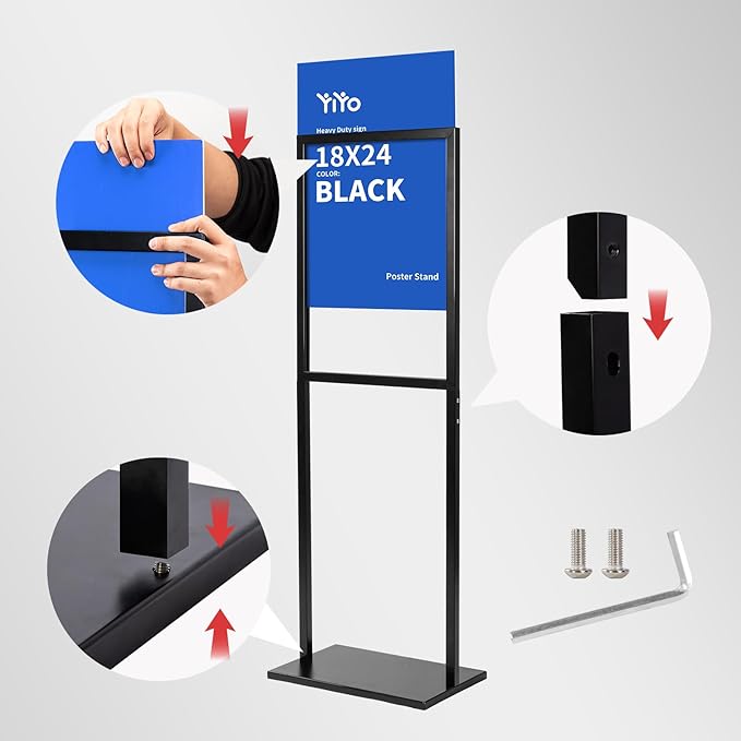 YIYO Sign holder floor stand, sign holder stand heavy Duty Pedestal poster stand - Image 4