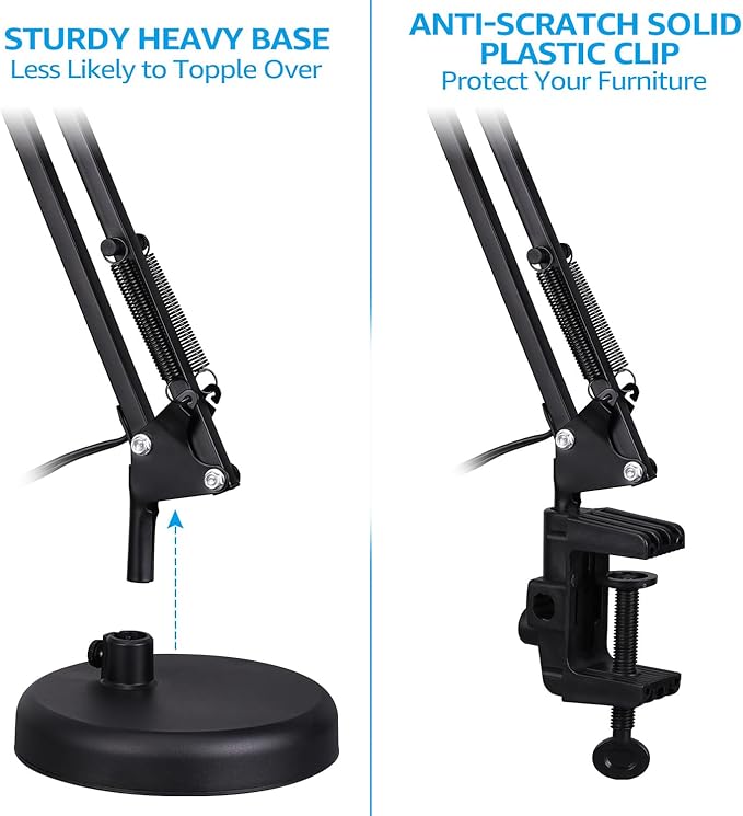 TORCHSTAR Metal Desk Lamp with Clamp, Swing Arm, Architect Adjustable Gooseneck - Image 2