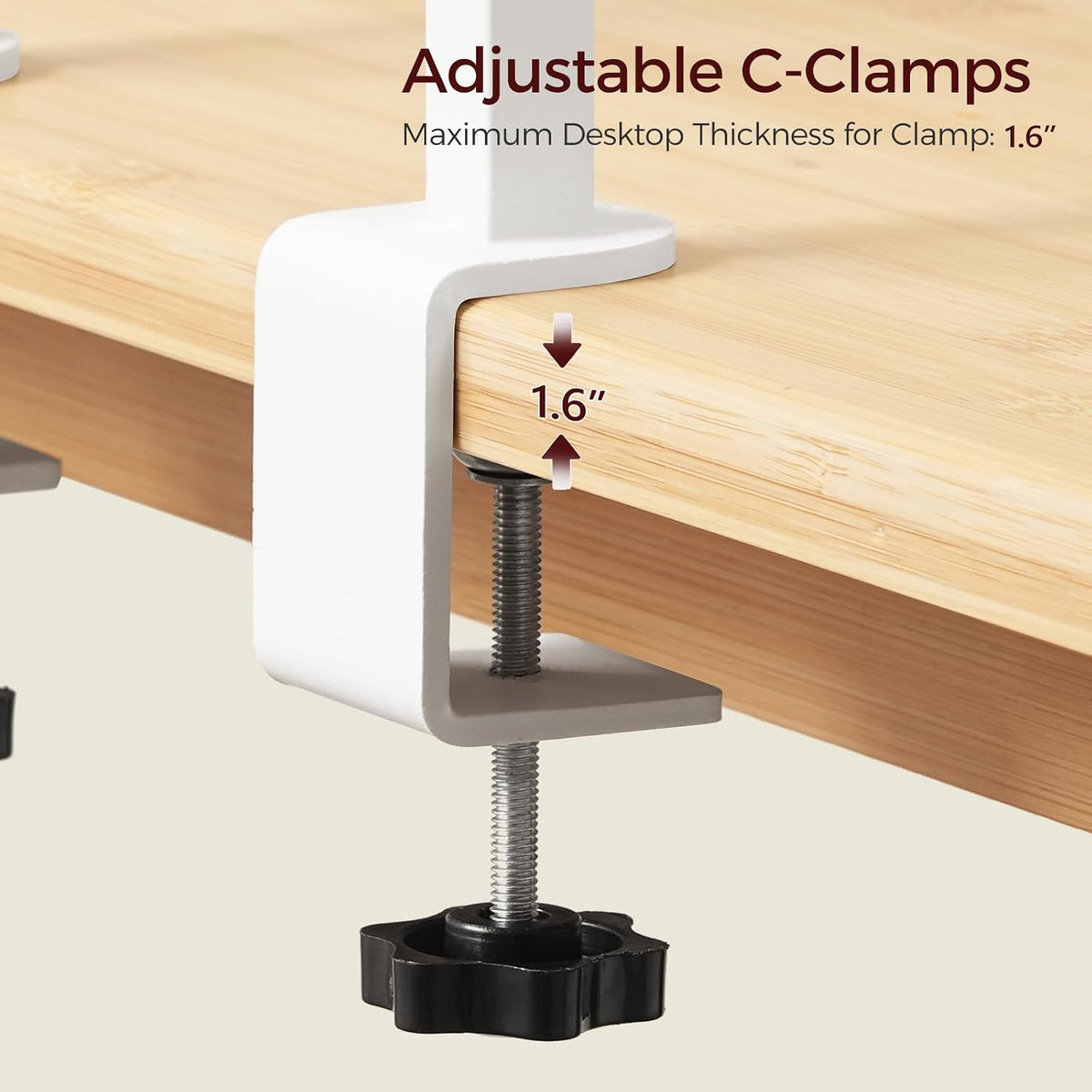 MAHANCRIS Clamp on Desk Corner Organizer, 3-Tier Desktop Shelf, Adjustable De...