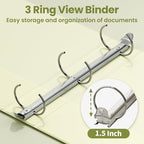 SUNEE 3 Ring Binder 1.5 Inch 1 Pack, Light Yellow - Image 3