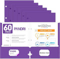 Two Pocket Portfolio Folders, PANDRI 60 Pack 3 Hole Punched 2 Pocket Folders by PANDRI
