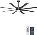 ohniyou 72" black industrial ceiling fan with light, main product view