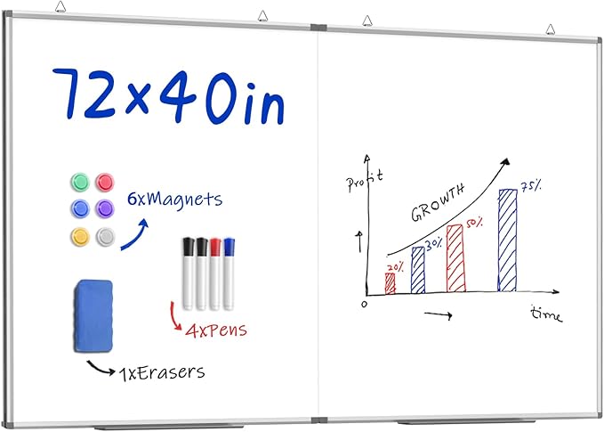 72"X 40" Large Magnetic Dry Erase Whiteboard, Removable Wall Hanging Board by MifuroOfficeProduct